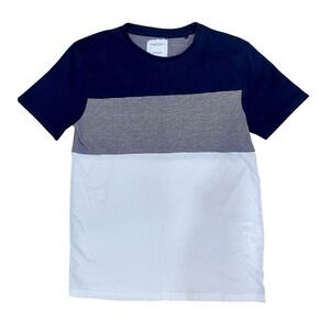 Denim Flower Color Block Shirt Blue White Striped Kids Trendy Comfotable 10